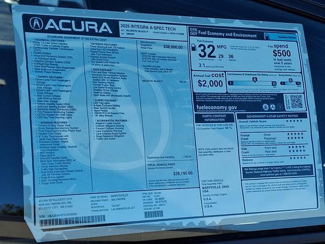 new 2025 Acura Integra car, priced at $39,795