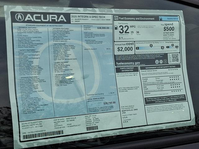 new 2025 Acura Integra car, priced at $39,795