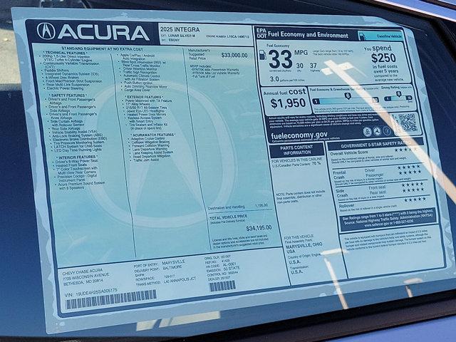 new 2025 Acura Integra car, priced at $34,195