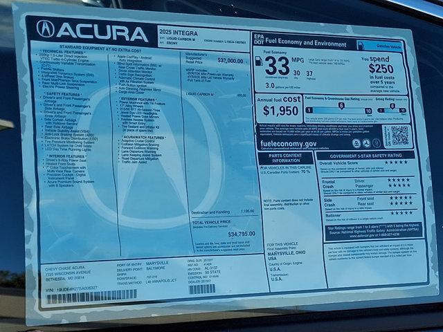 new 2025 Acura Integra car, priced at $34,795