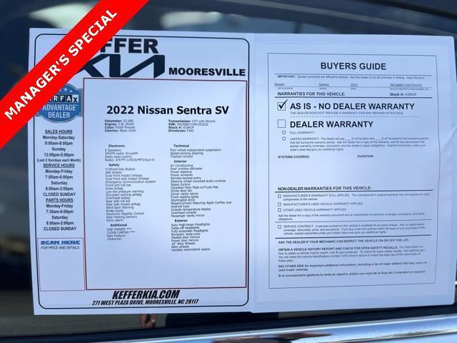 used 2022 Nissan Sentra car, priced at $16,598