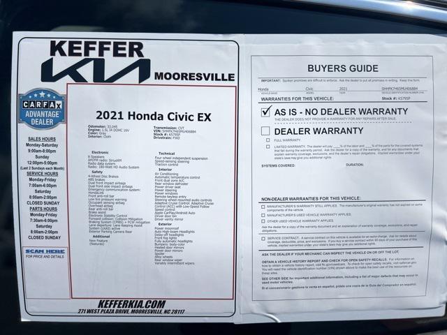 used 2021 Honda Civic car, priced at $22,400