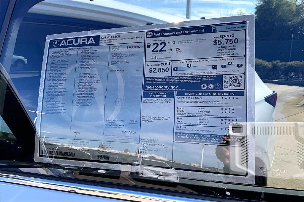new 2026 Acura MDX car, priced at $59,150