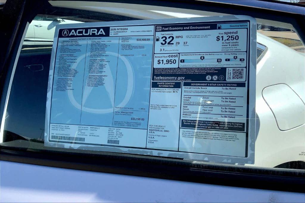 new 2026 Acura Integra car, priced at $35,195