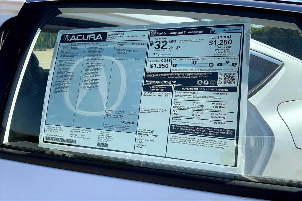 new 2026 Acura Integra car, priced at $35,195