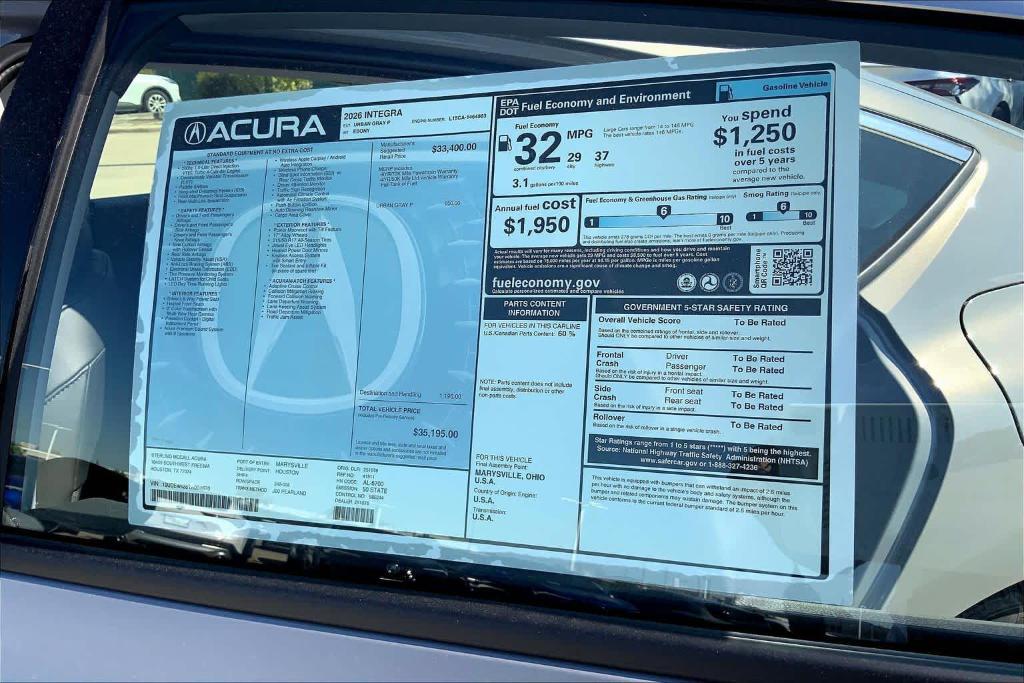 new 2026 Acura Integra car, priced at $35,195
