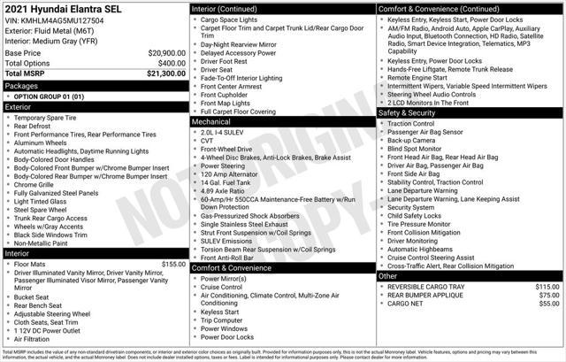 used 2021 Hyundai Elantra car, priced at $19,549