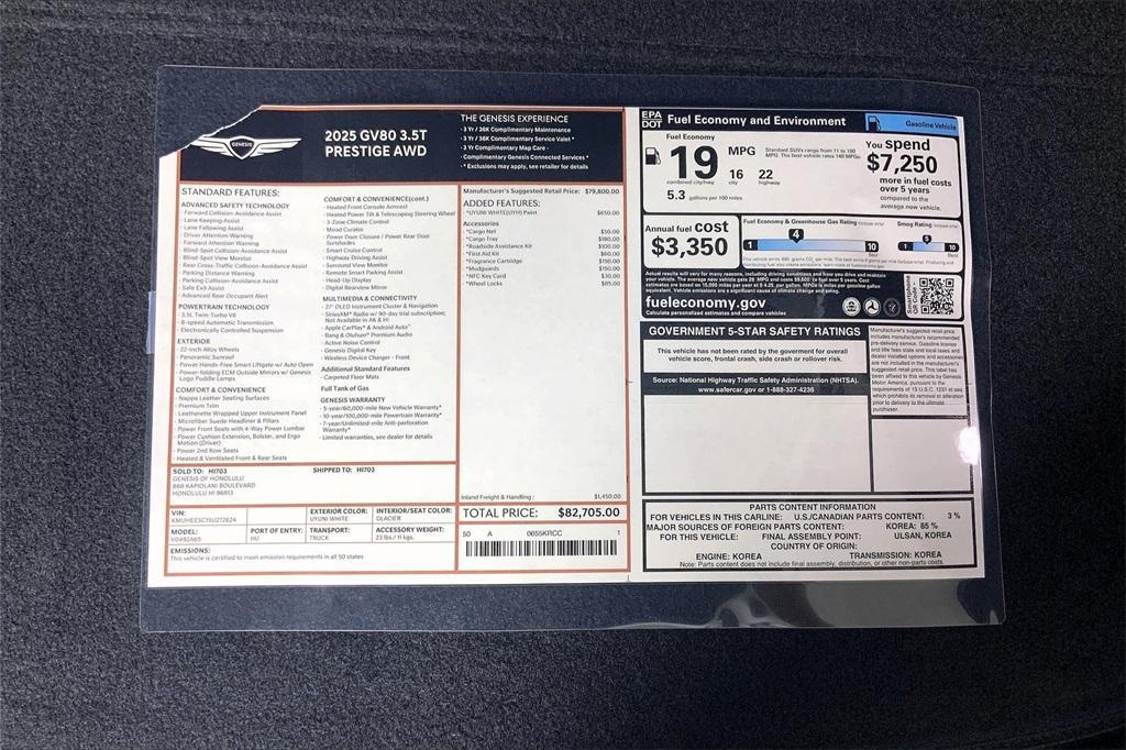 new 2025 Genesis GV80 car, priced at $89,593
