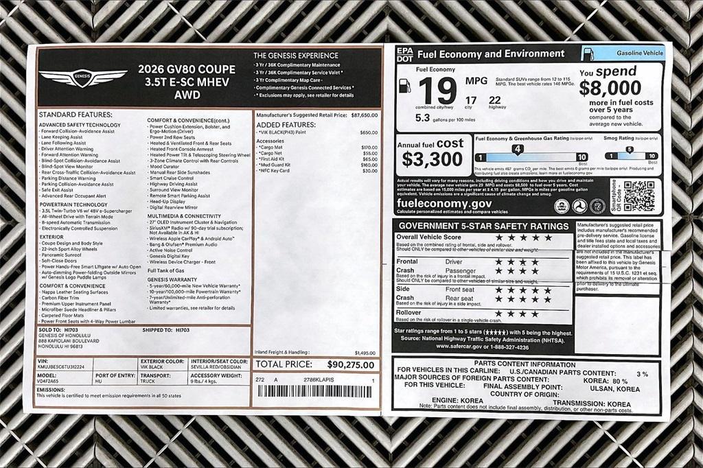 new 2026 Genesis GV80 Coupe car