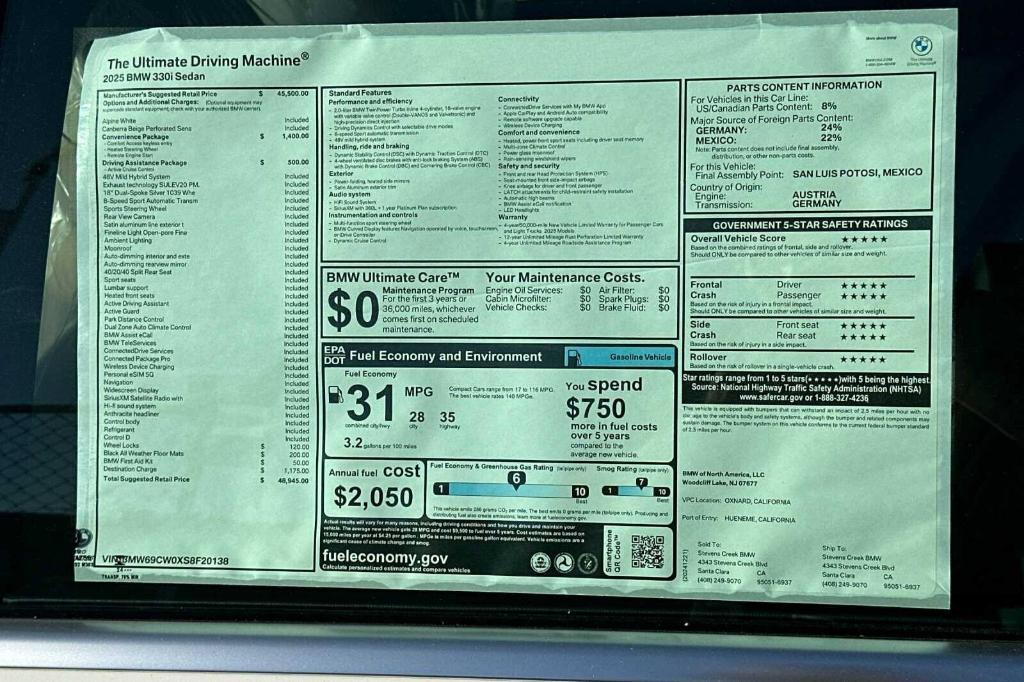 used 2025 BMW 330 car, priced at $48,945