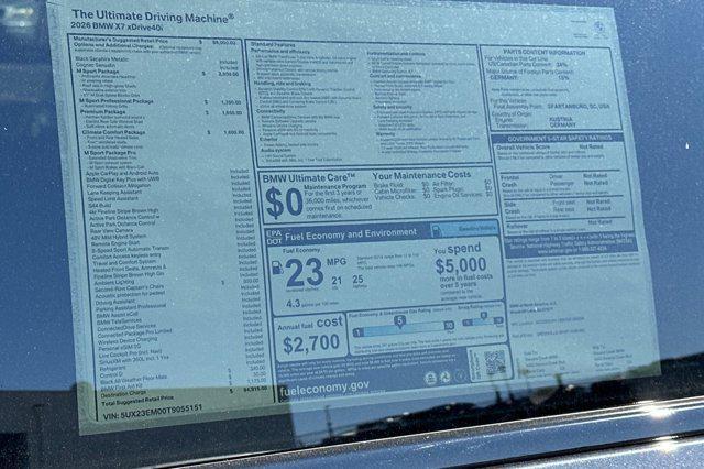 new 2026 BMW X7 car, priced at $94,915
