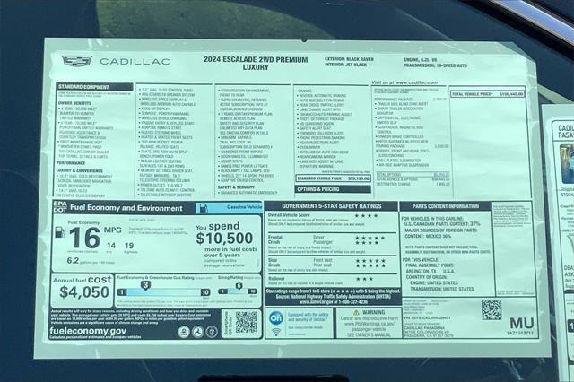 used 2024 Cadillac Escalade car, priced at $95,000