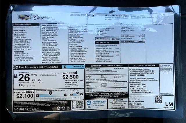 new 2023 Cadillac XT4 car, priced at $42,500