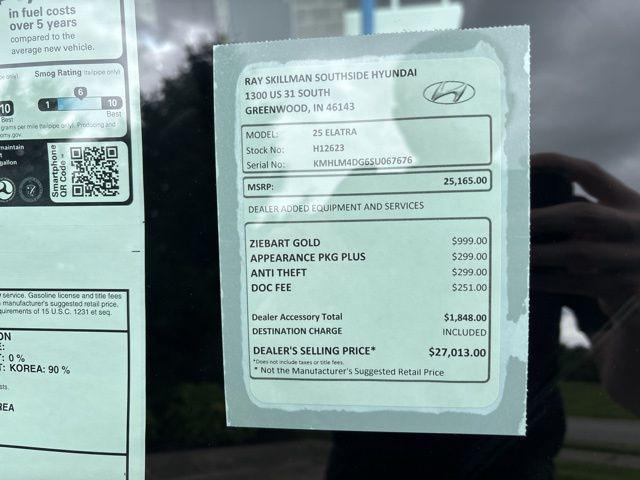 new 2025 Hyundai Elantra car, priced at $24,424