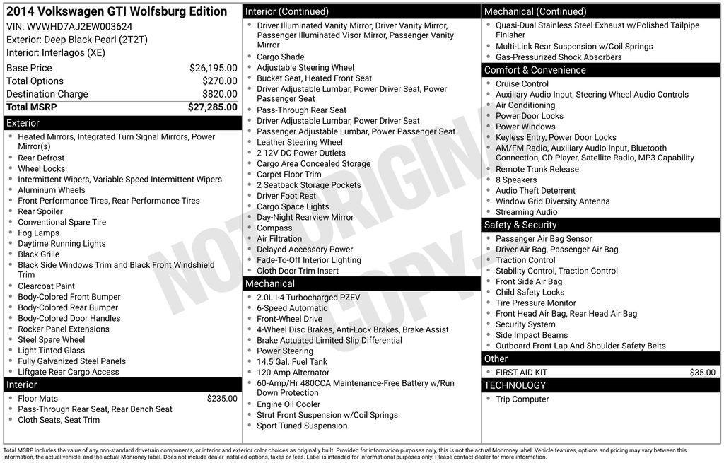 used 2014 Volkswagen GTI car, priced at $13,999