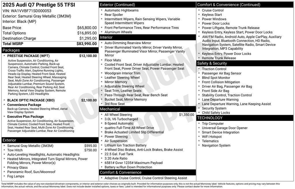 used 2025 Audi Q7 car, priced at $62,999