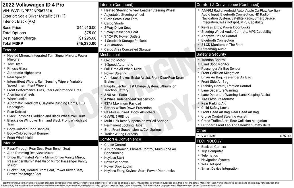 used 2022 Volkswagen ID.4 car, priced at $21,999