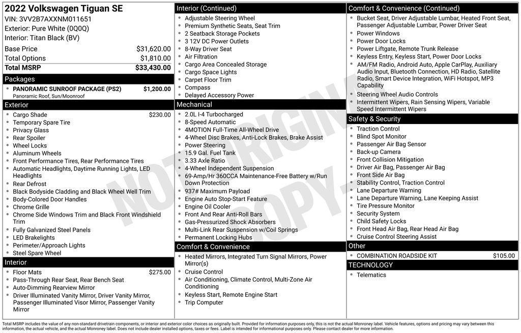 used 2022 Volkswagen Tiguan car, priced at $25,699