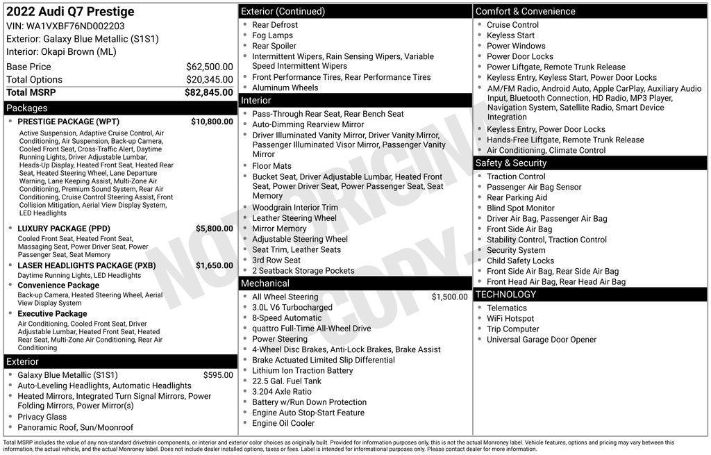 used 2022 Audi Q7 car, priced at $32,999