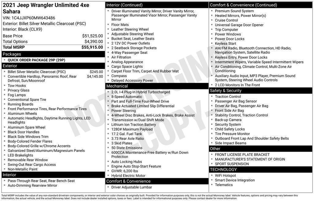 used 2021 Jeep Wrangler Unlimited 4xe car, priced at $30,795