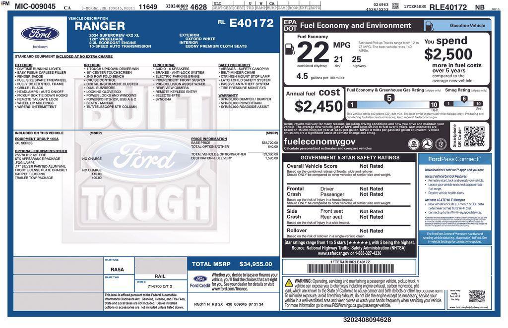 used 2024 Ford Ranger car, priced at $31,895