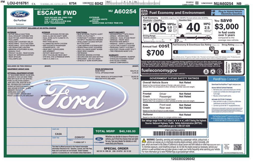 used 2022 Ford Escape PHEV car, priced at $24,295