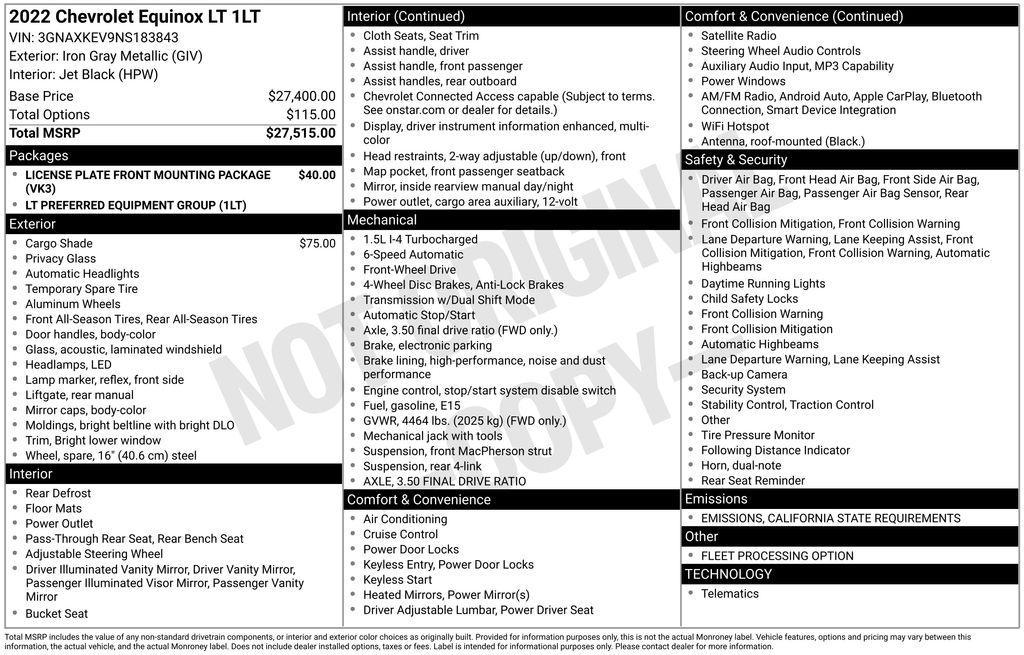 used 2022 Chevrolet Equinox car, priced at $17,749