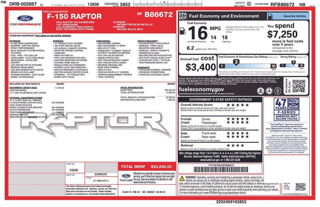 used 2024 Ford F-150 car, priced at $88,795