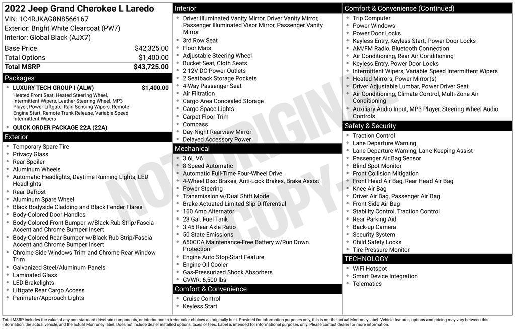 used 2022 Jeep Grand Cherokee L car, priced at $28,945