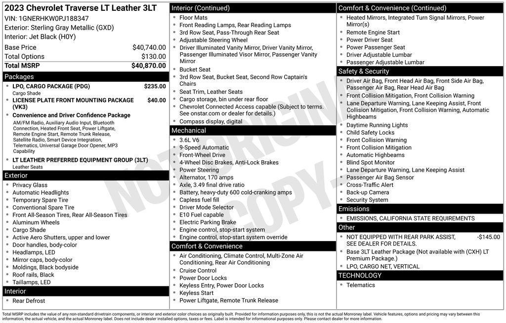 used 2023 Chevrolet Traverse car, priced at $29,500