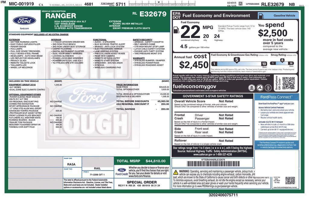 used 2024 Ford Ranger car, priced at $41,500