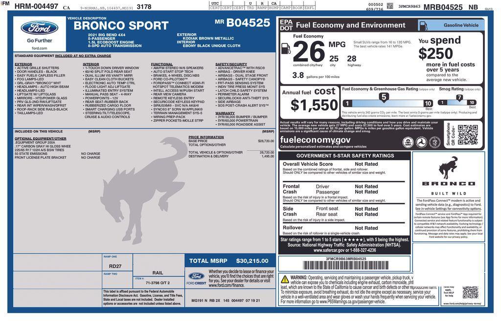 used 2021 Ford Bronco Sport car, priced at $24,800