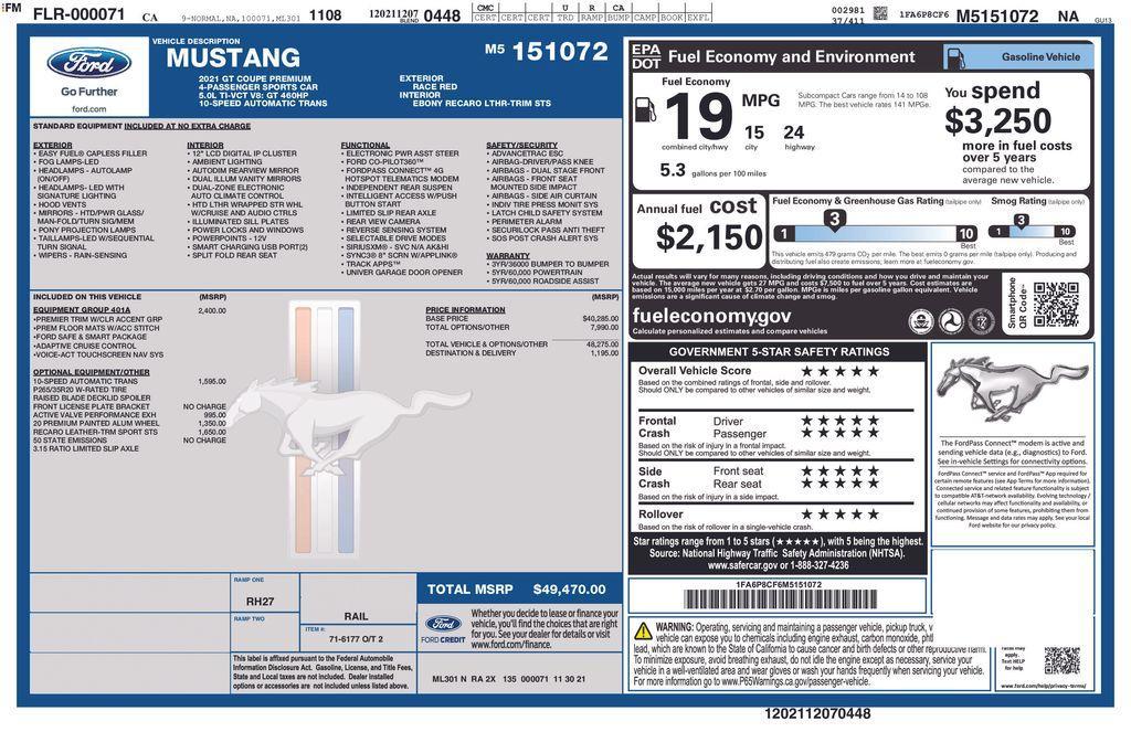 used 2021 Ford Mustang car, priced at $39,695