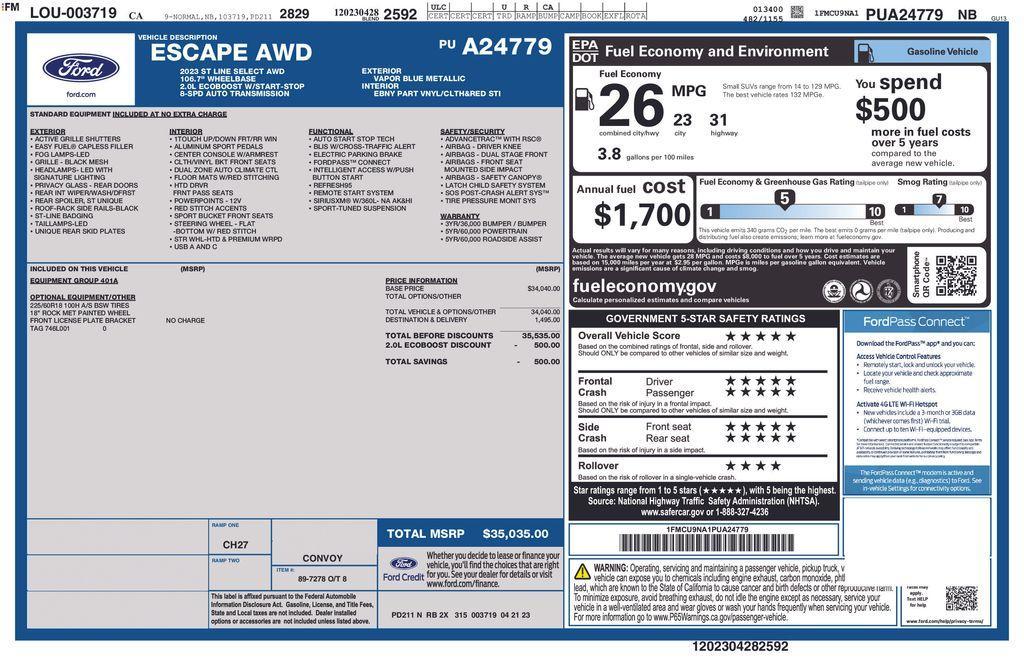 used 2023 Ford Escape car, priced at $26,516