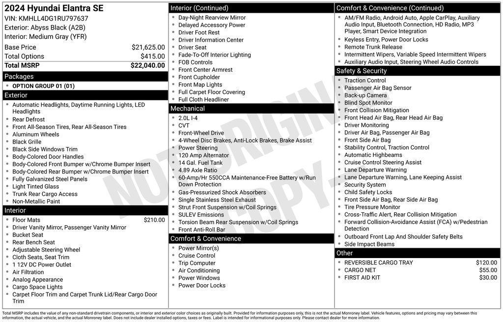 used 2024 Hyundai Elantra car, priced at $18,995