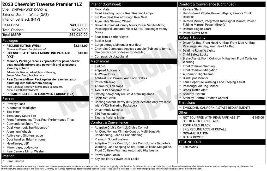 used 2023 Chevrolet Traverse car, priced at $37,995