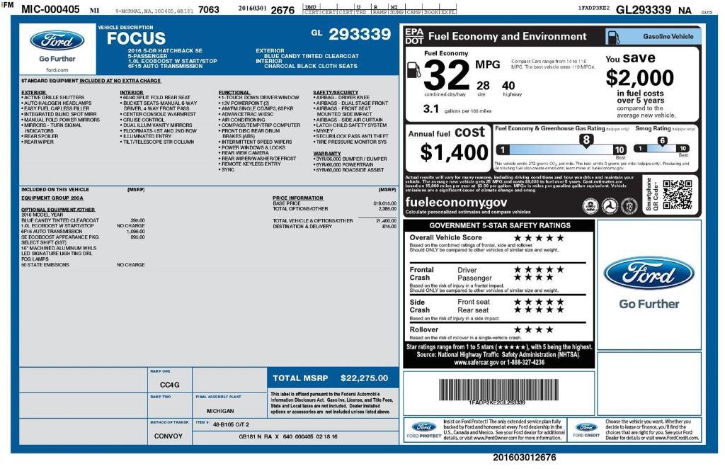 used 2016 Ford Focus car, priced at $8,900