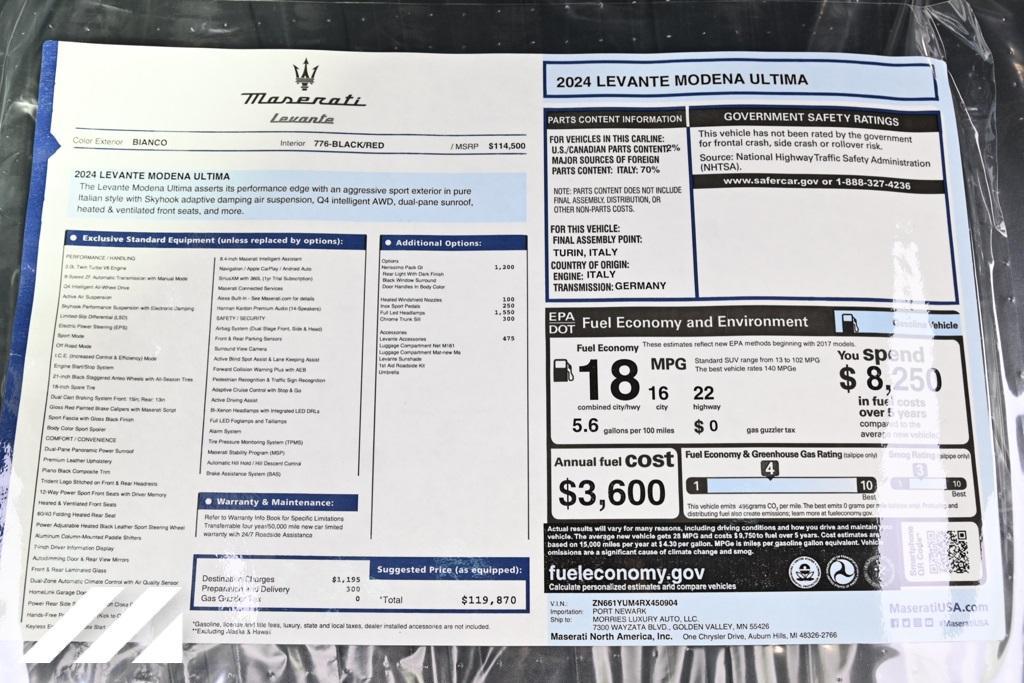 new 2024 Maserati Levante car, priced at $119,870