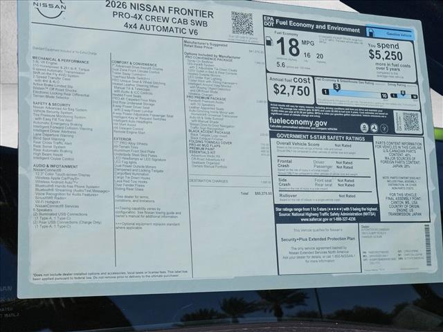 new 2026 Nissan Frontier car, priced at $47,295