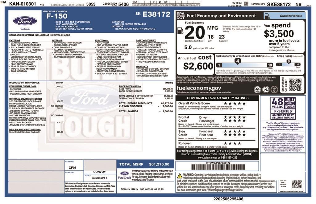 new 2025 Ford F-150 car, priced at $61,275