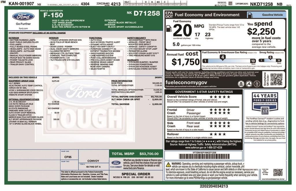 used 2022 Ford F-150 car, priced at $34,313