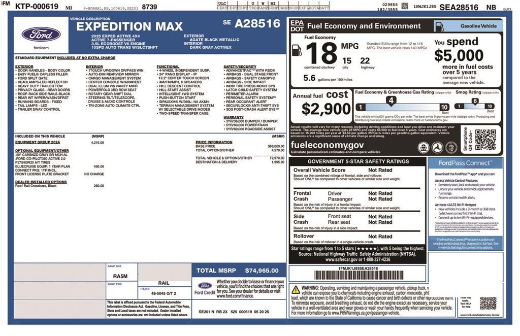 new 2025 Ford Expedition Max car, priced at $74,965