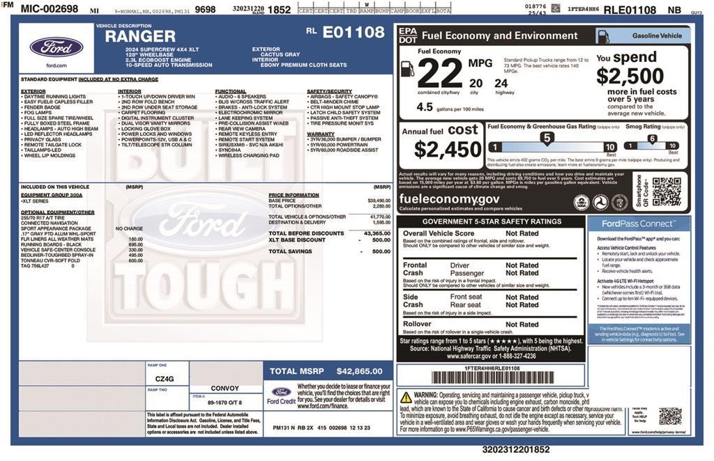 used 2024 Ford Ranger car, priced at $33,911
