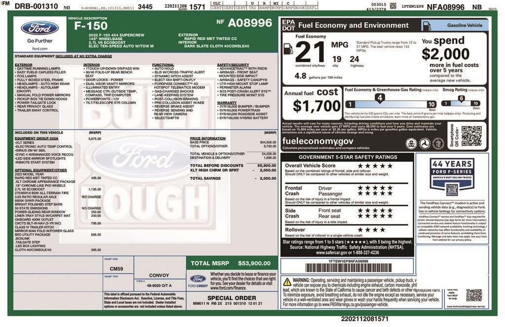 used 2022 Ford F-150 car, priced at $36,250