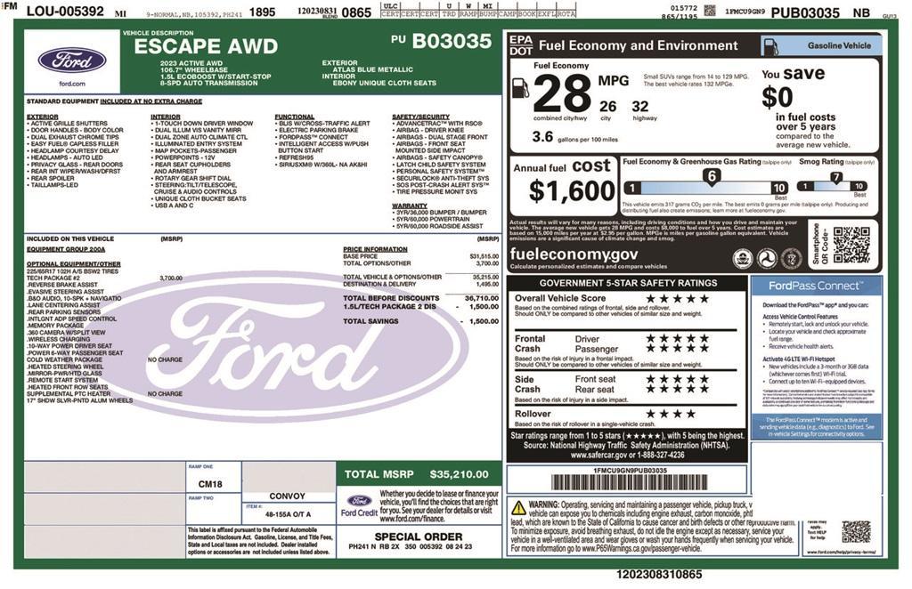 used 2023 Ford Escape car, priced at $24,668