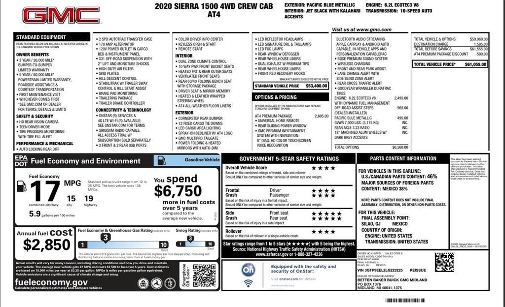 used 2020 GMC Sierra 1500 car, priced at $47,489