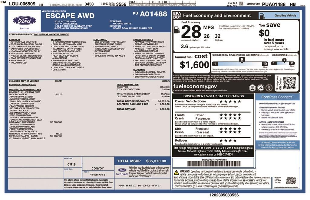used 2023 Ford Escape car, priced at $24,836