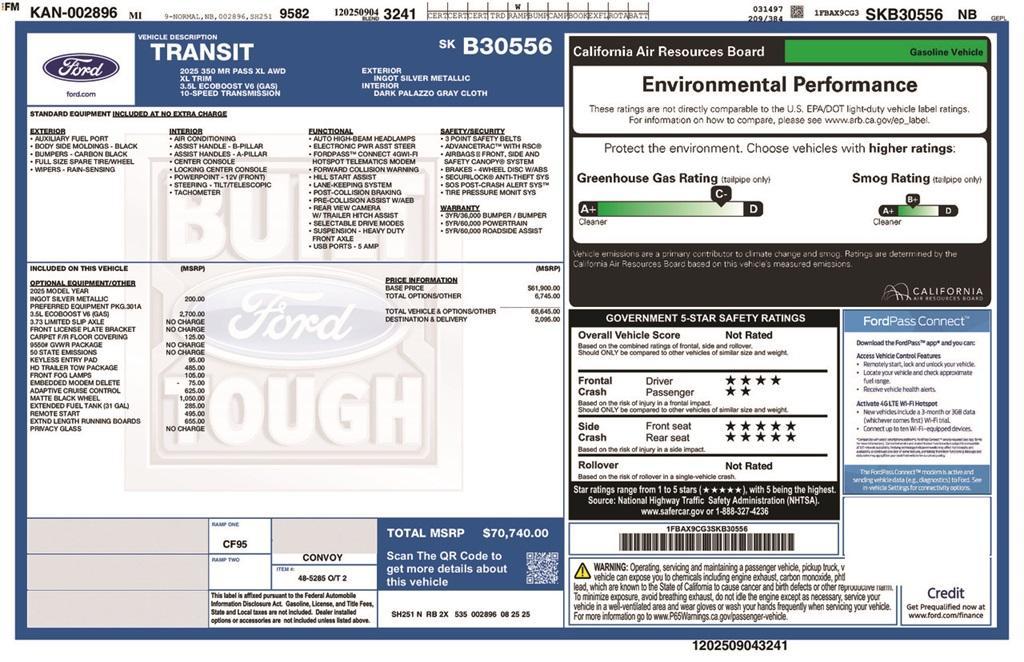 new 2025 Ford Transit-350 car, priced at $70,740
