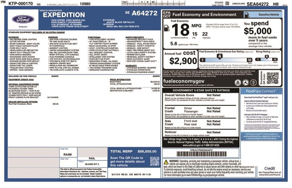new 2025 Ford Expedition car, priced at $86,855