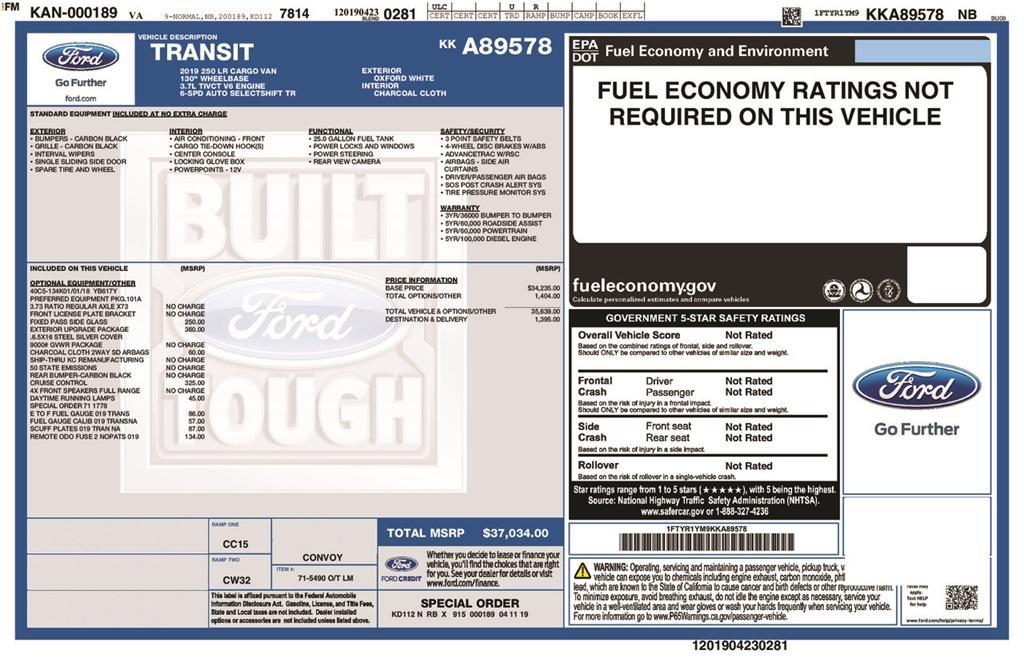 used 2019 Ford Transit-250 car, priced at $15,322